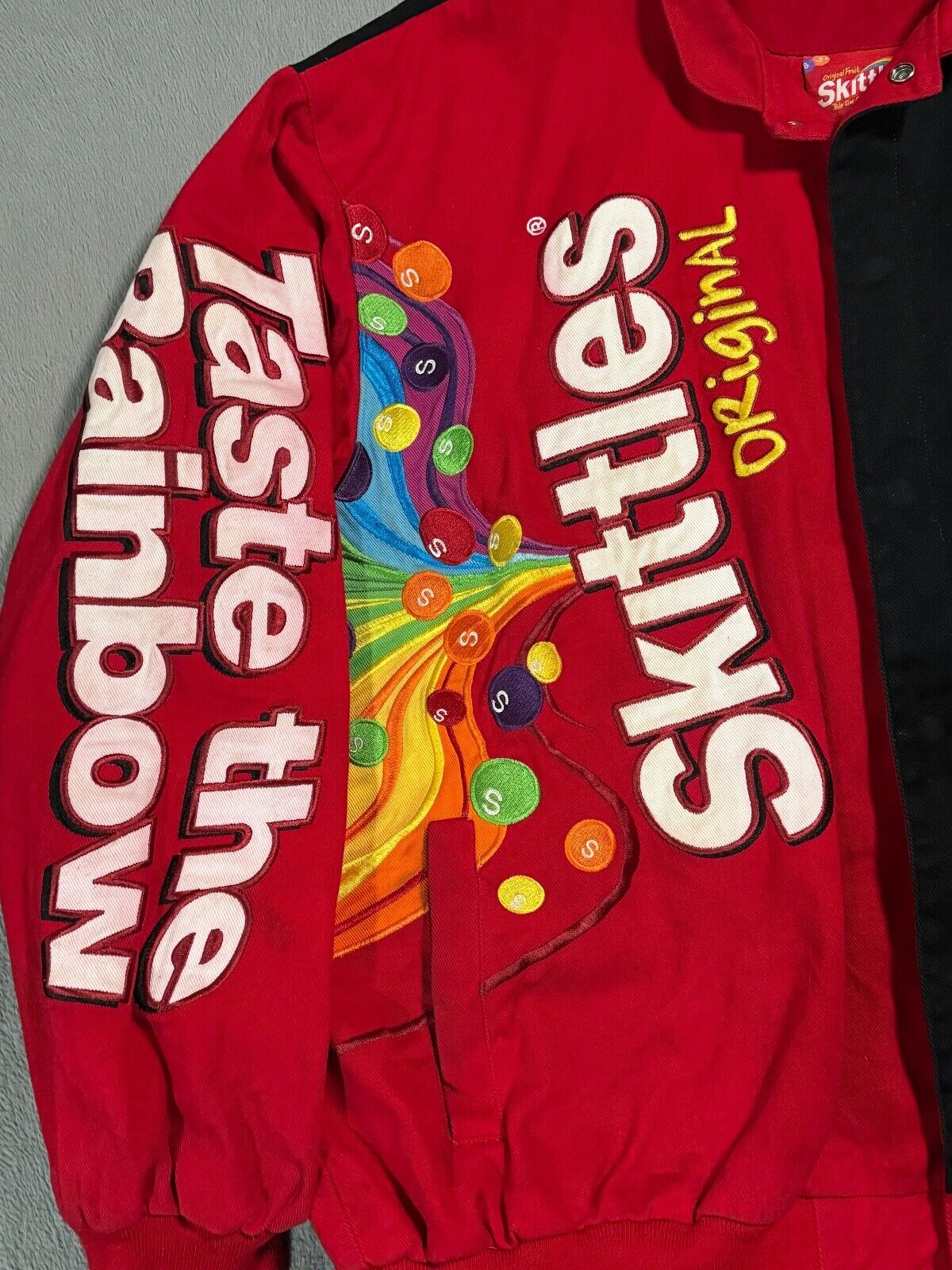 Vintage Skittles JH Design Nascar Varsity Bomber … - image 5