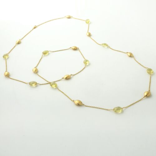 18K Yellow Gold Faceted Citrine Station Necklace - image 1