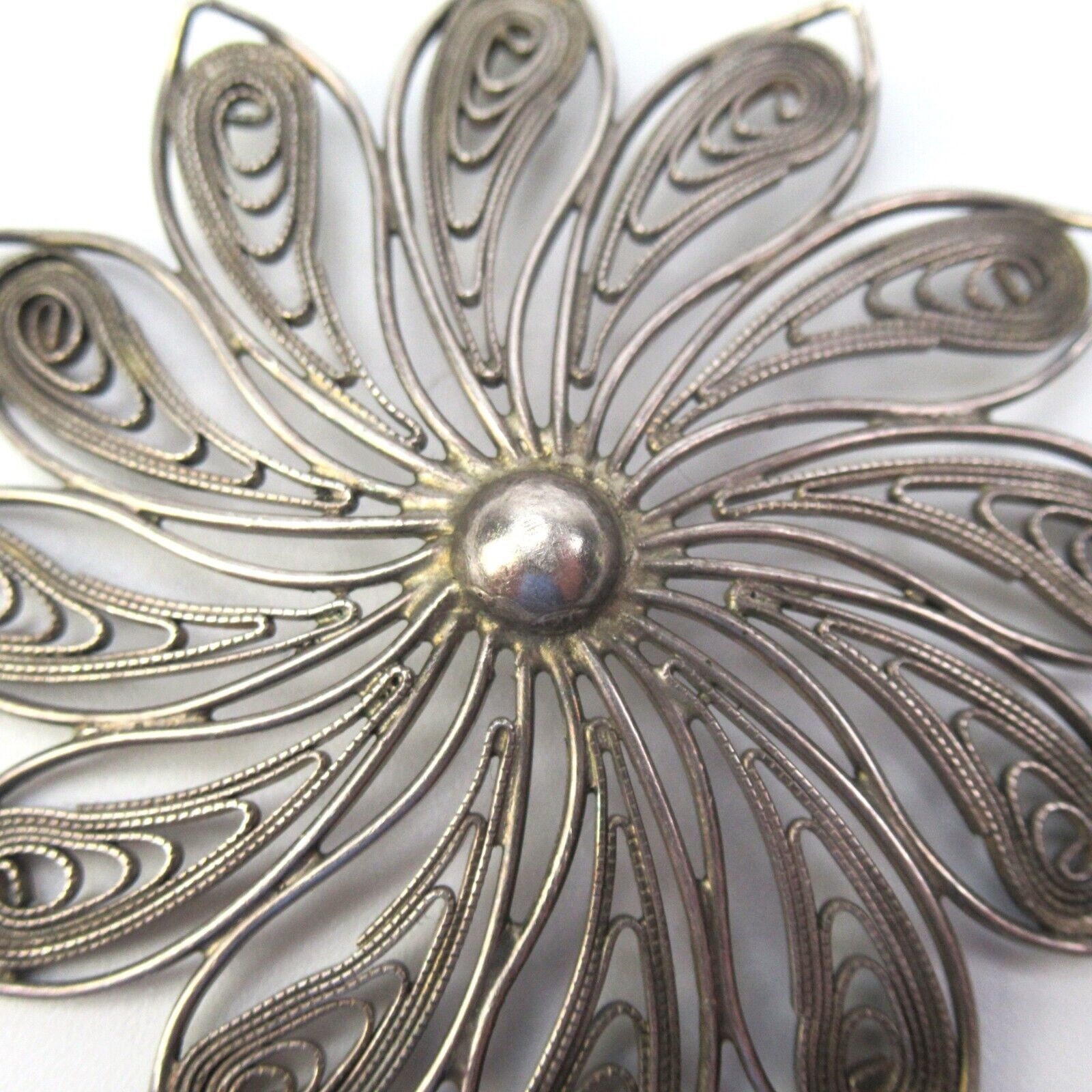 Vintage Art Deco 835 Silver Floral Filigree Penda… - image 2