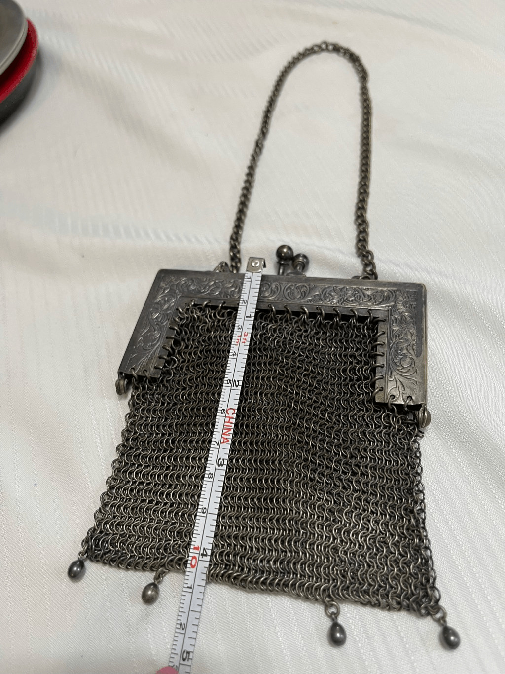 Antique 1900s Vintage German Silver Mesh Bag/Purs… - image 3