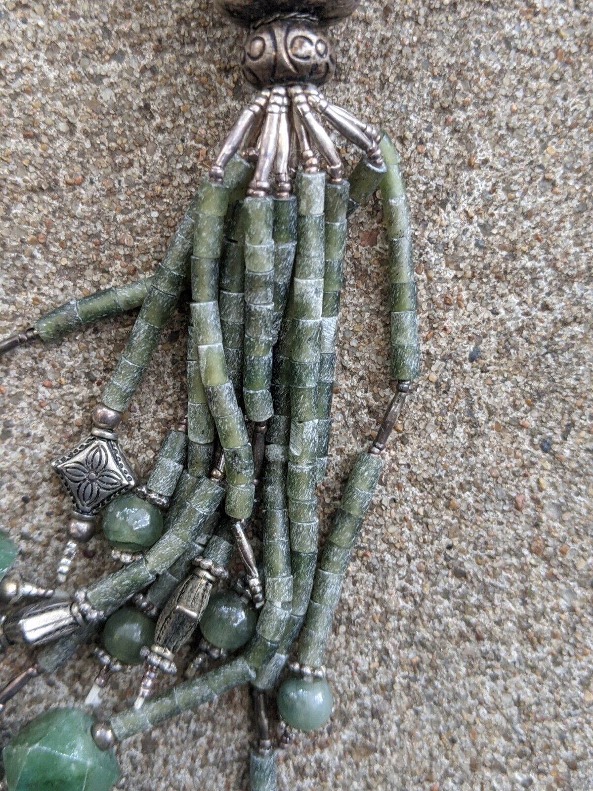 Nepalese Tibetan Huge Handmade Jade Necklace Bohe… - image 9