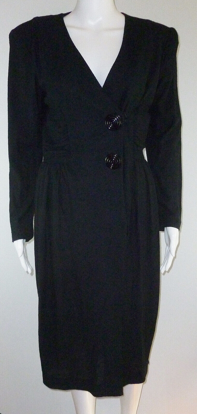 Leslie Lucks Vintage Wool Blend Midi Dress Black … - image 1