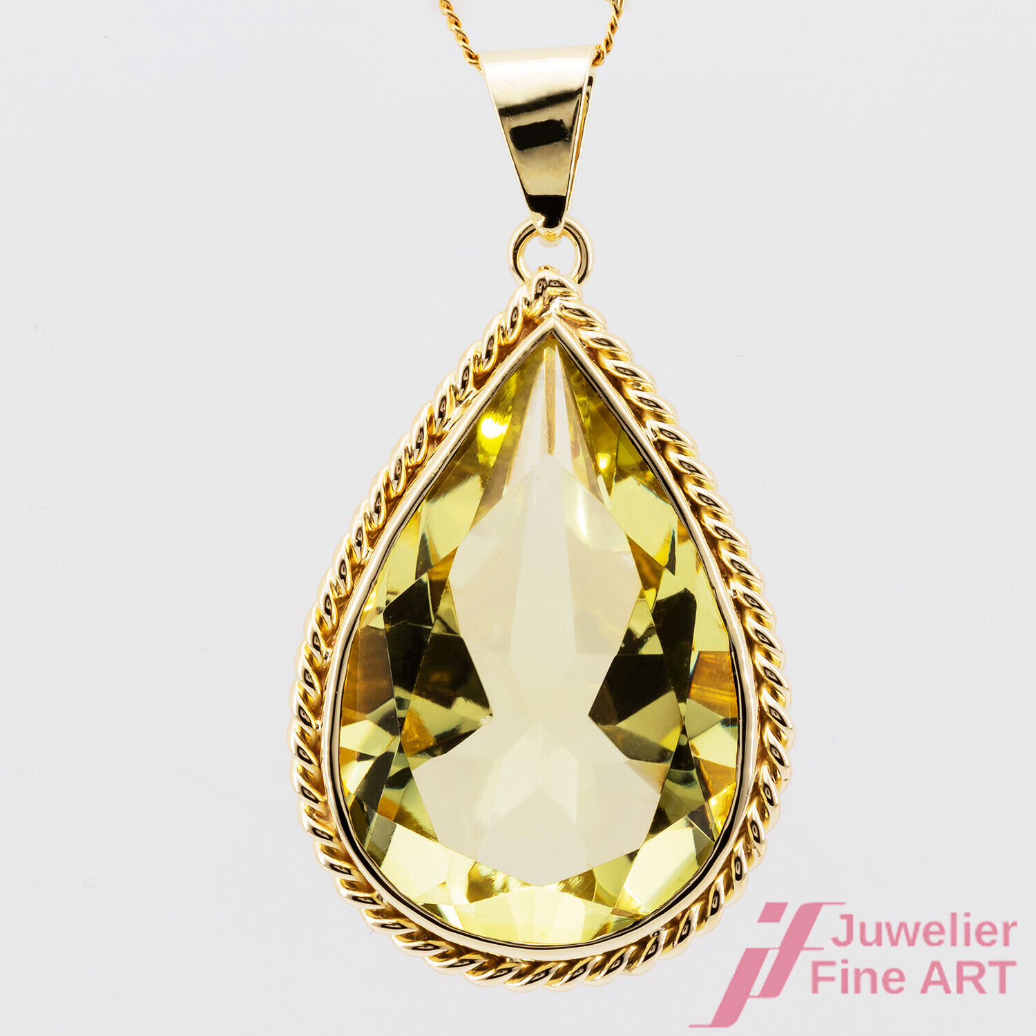 Beautiful Pendant - 14K Yellow Gold - 1 Green Ame… - image 1