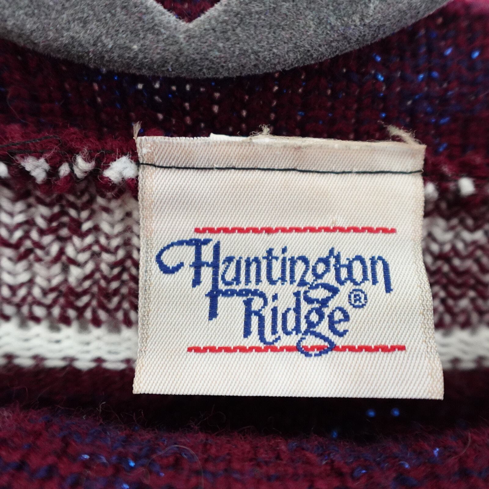 Vintage Huntington Ridge Multi Print Red Sweater … - image 2