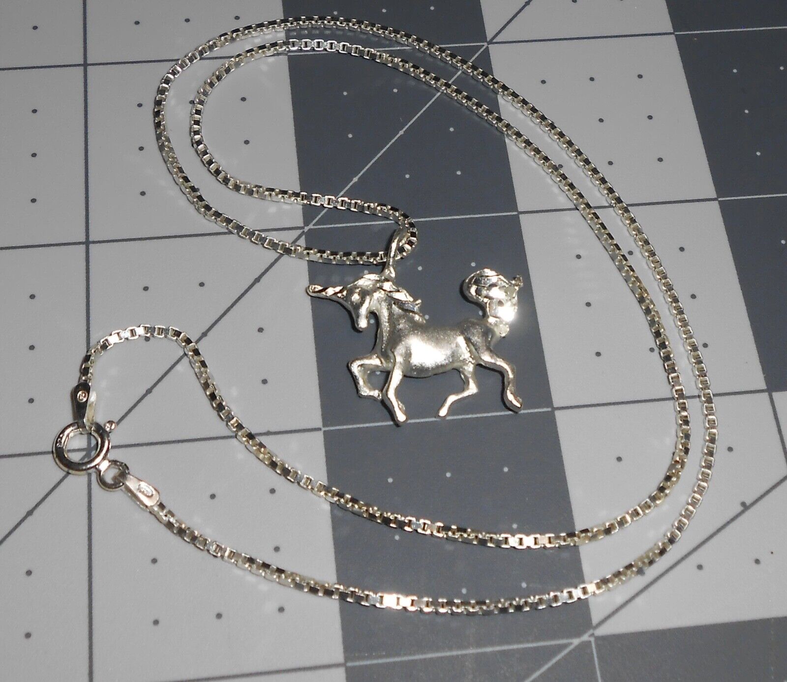 Vintage 925 Sterling Silver Unicorn Pendant - image 5