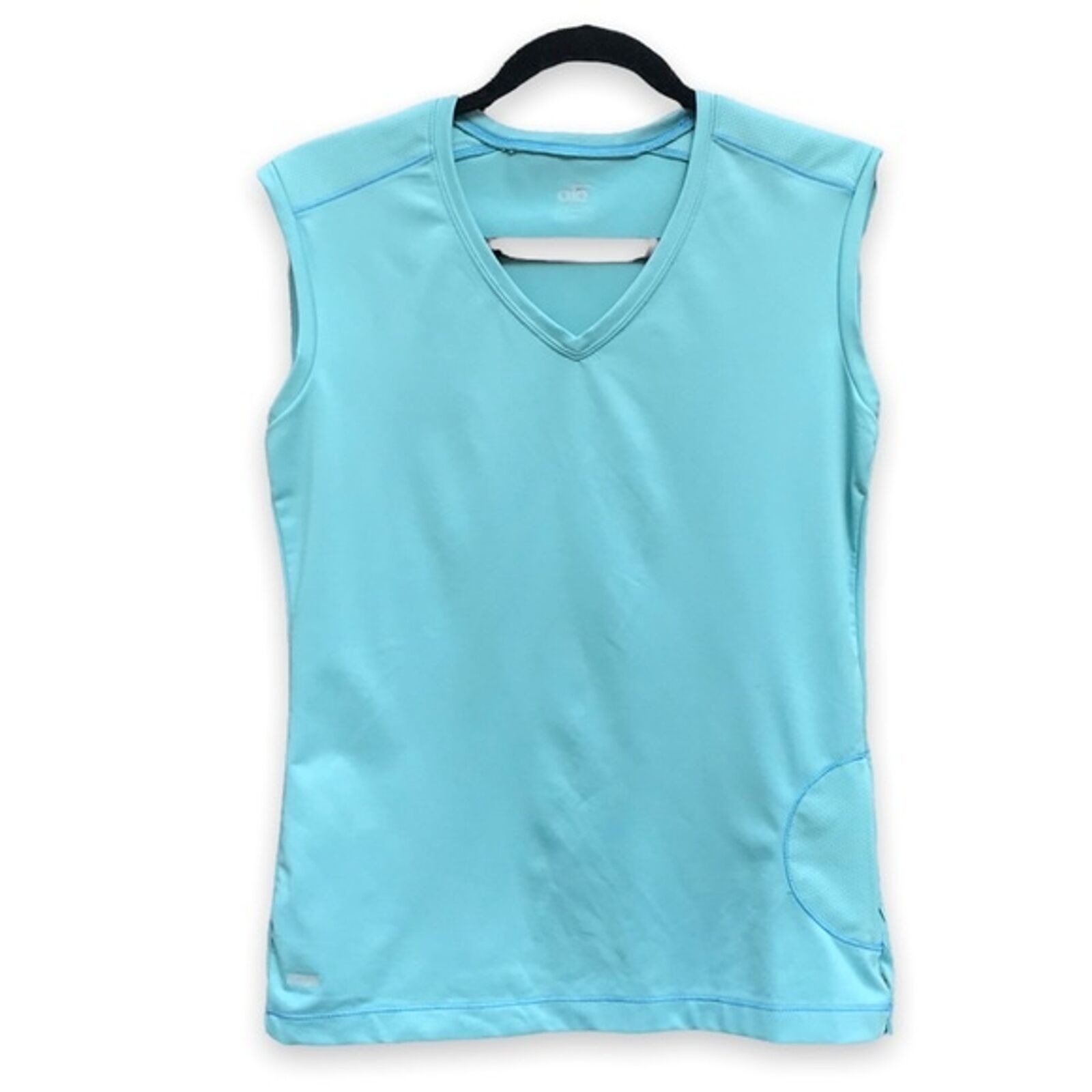 Alo Coolfit V Neck Teal Tank Zip Pocket Yoga Acti… - image 1