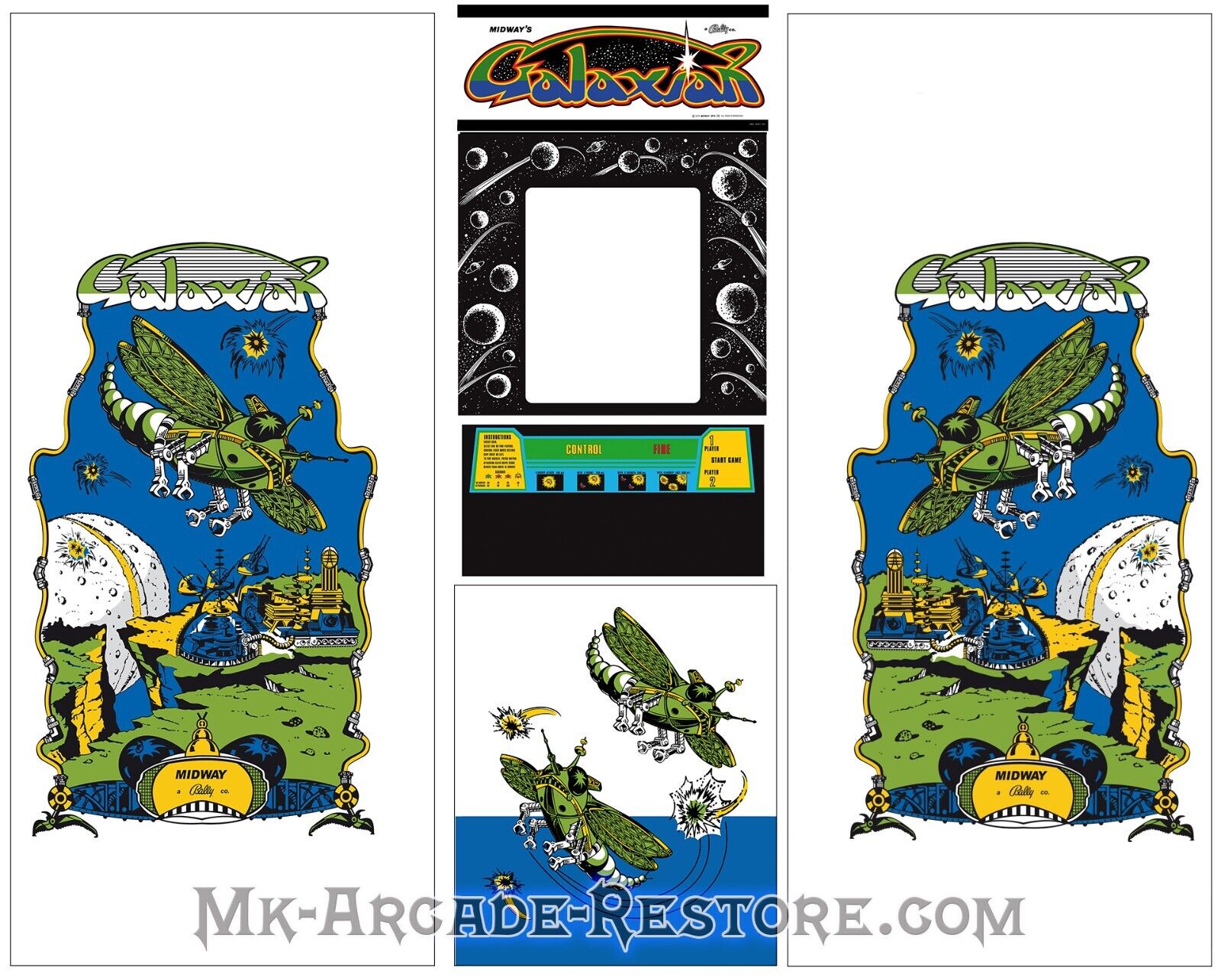 Galaxian Side Art Arcade Cabinet Kit Artwork Graphics Decals Print | eBay