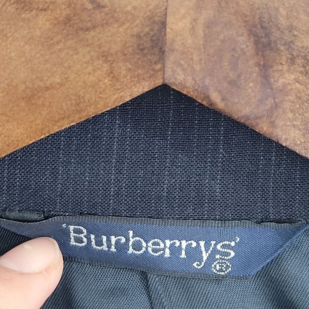 VTG Burberrys Wool Mens Dark Navy Pinstripe Blaze… - image 3