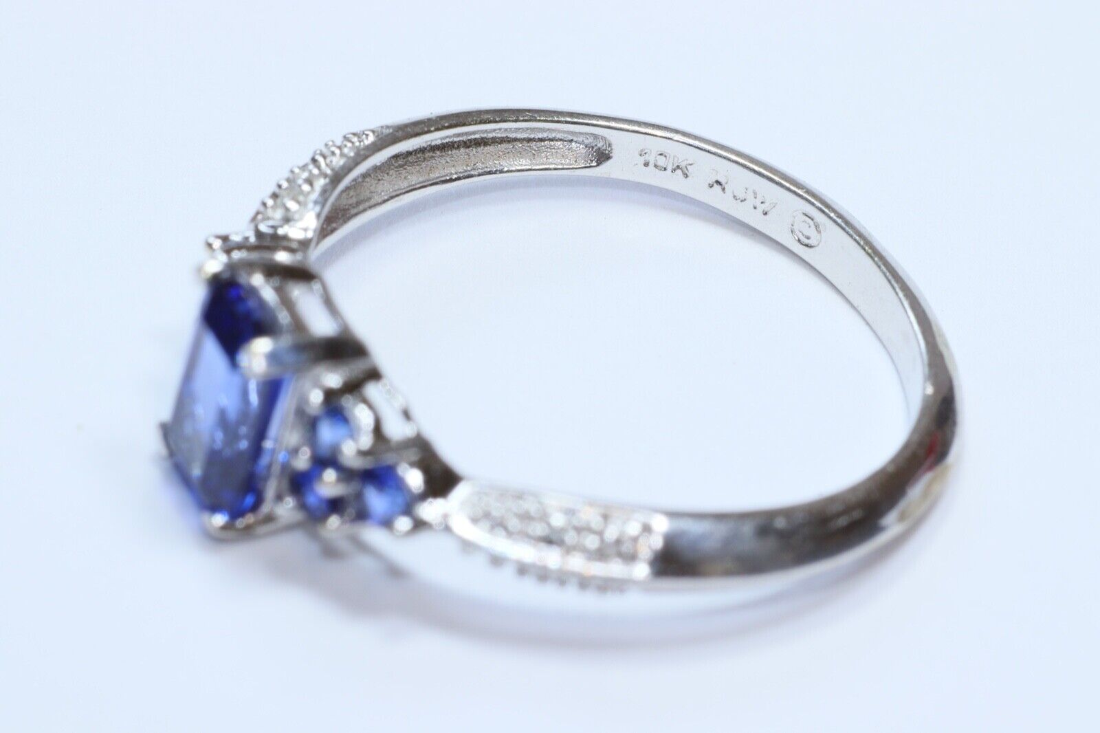 Sapphire 10k White Gold Engagement Ring - image 6