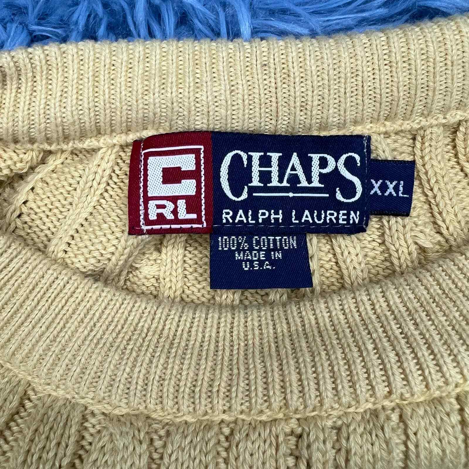 Vtg 90s Chaps x Ralph Lauren Canary/Mochi Yellow … - image 8