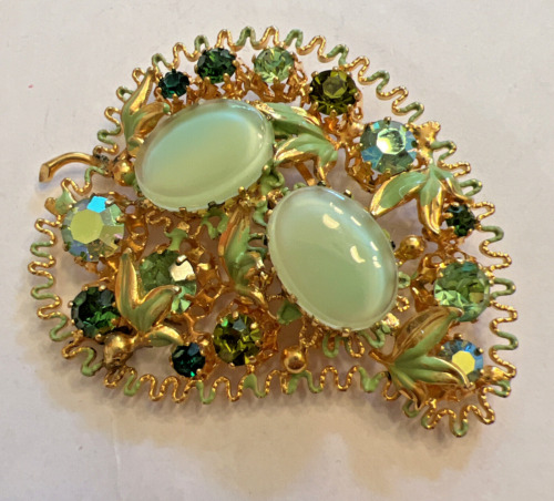 Fantastic Estate Juliana Green Leaf Brooch Pin - image 1