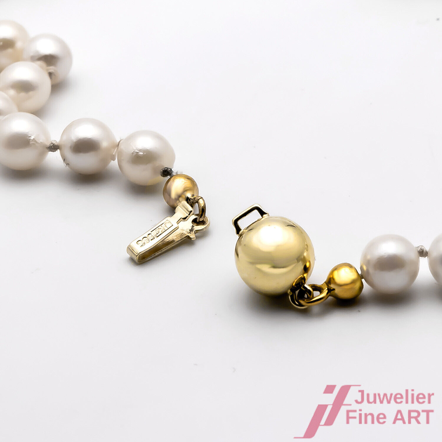 Necklace Pearl Necklace Akoya Pearls 585/14K Yell… - image 3