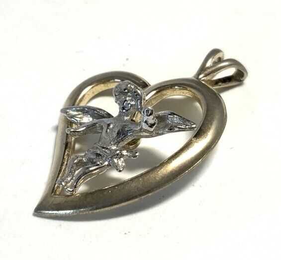 TK Sterling Silver 925 Cupid Heart Pendant IX78 - image 2