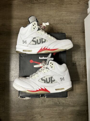 Size 11 - Supreme x Air Jordan 5 Retro White