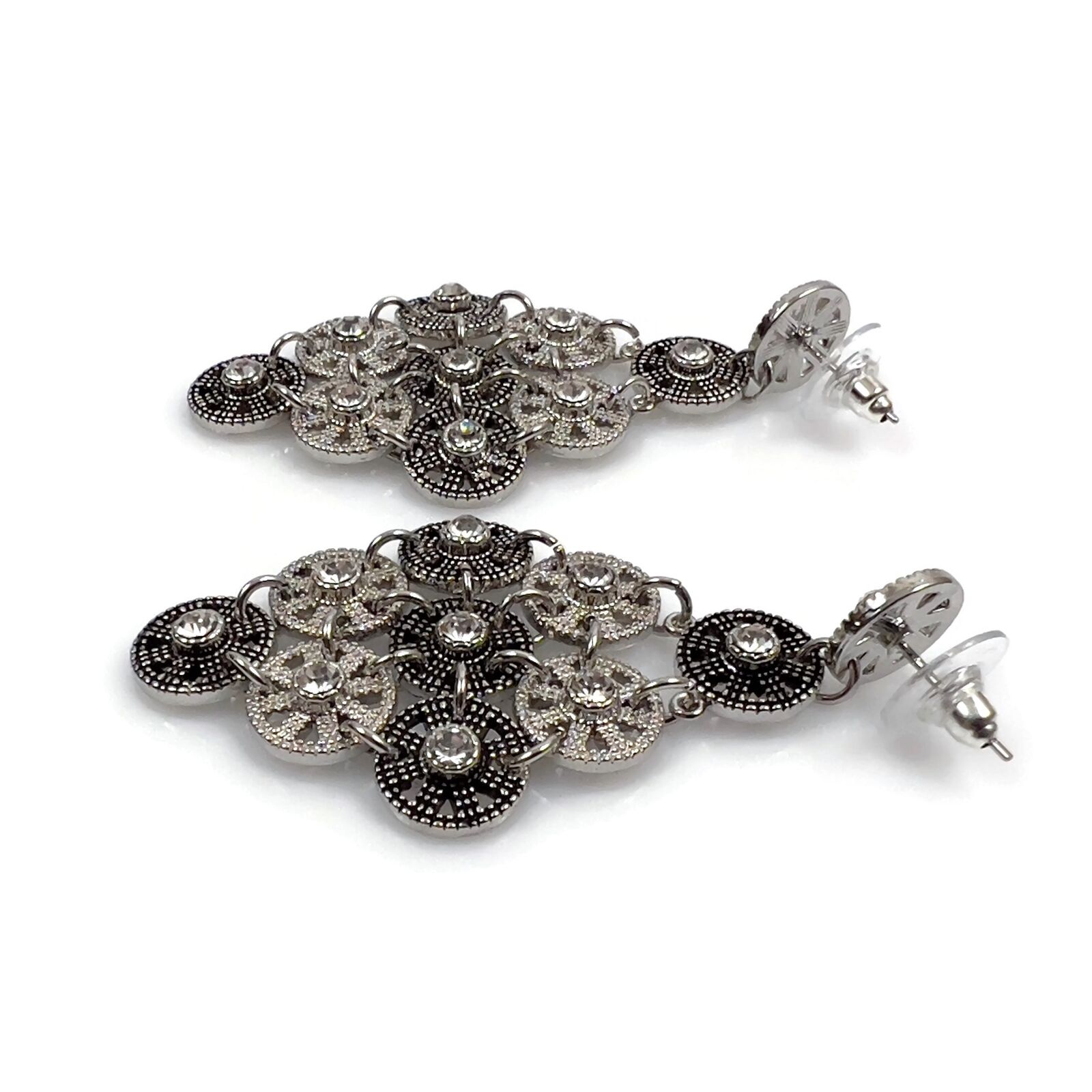 Vintage Premier Design Silver Tone Rhinestone Fas… - image 5