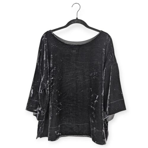 Soft Surroundings Black Crushed Velvet Wide Neck … - image 1