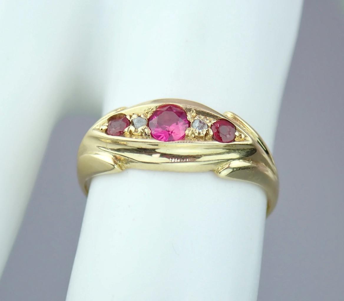 Pretty Antique Edwardian 18K Gold Diamond Pink To… - image 16