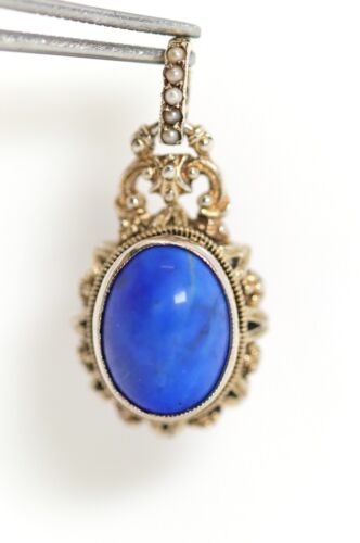 925 Sterling Silver Pendant Lapis Lazuli + Pearl, 