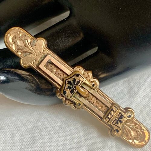 Antique Victorian Bar Pin 10K Gold Filled - image 1