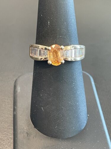 14KT Yellow Gold Yellow Sapphire & Diamond Ring. … - image 1