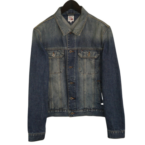 Men Tommy Hilfiger Denim Jacket Biker Cotton Casu… - image 1