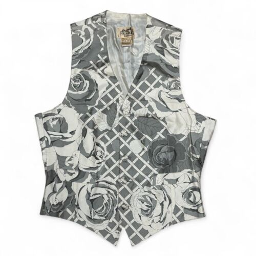 Authentic Hermes Vintage Mens Silk Vest Rose Size… - image 1