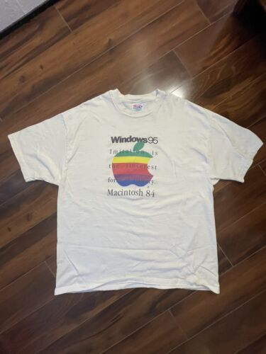 VTG 90s Apple Macintosh Mac 84 Windows 95 SS T-Sh… - image 1