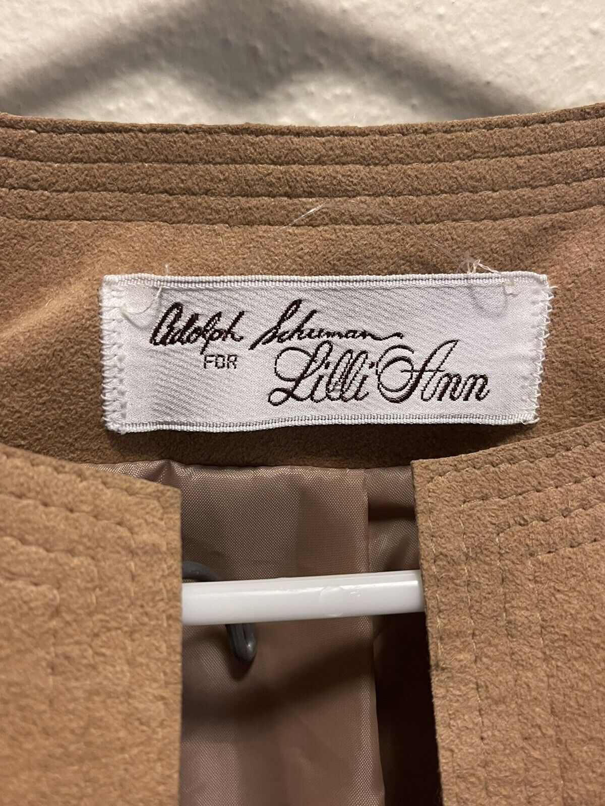 Vtg Adolph Schuman for Lilli Ann Khaki Ultra Sued… - image 2