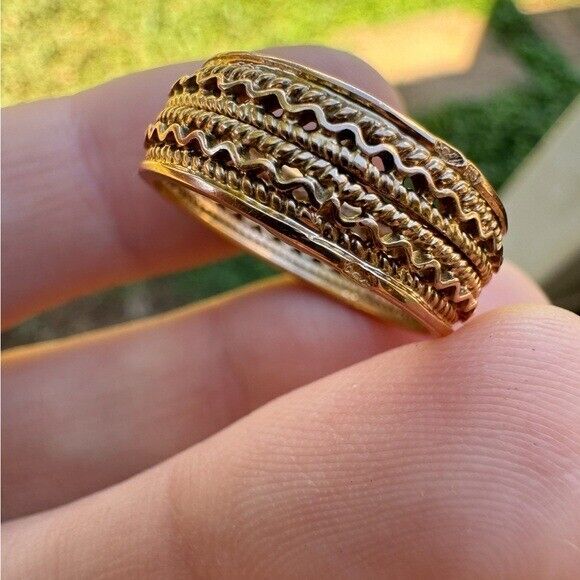 Antique Victorian 1880's solid 10k gold Fede gimm… - image 13