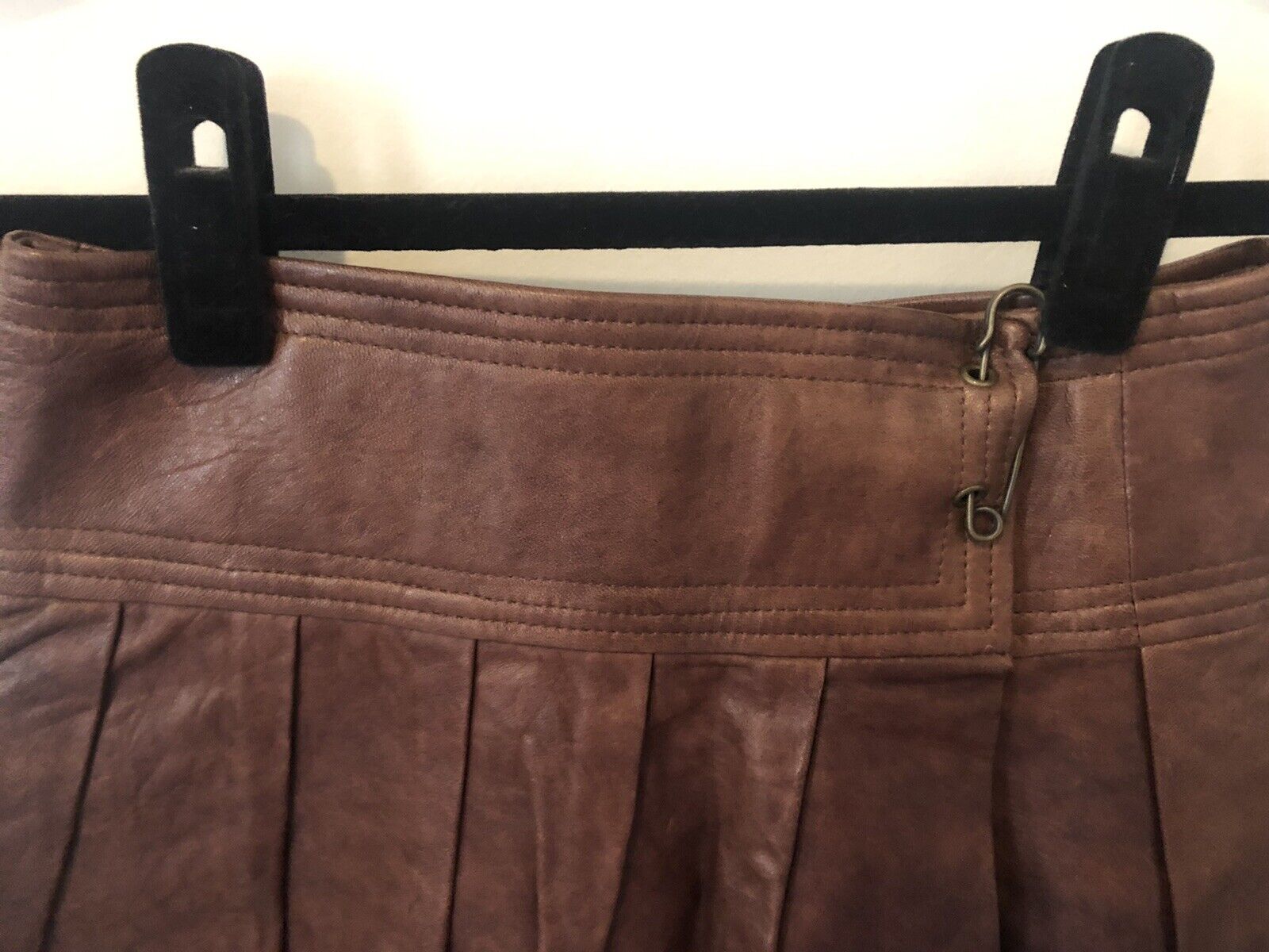 Diane Von Furstenberg Cognac Brown Leather Skirt … - image 2