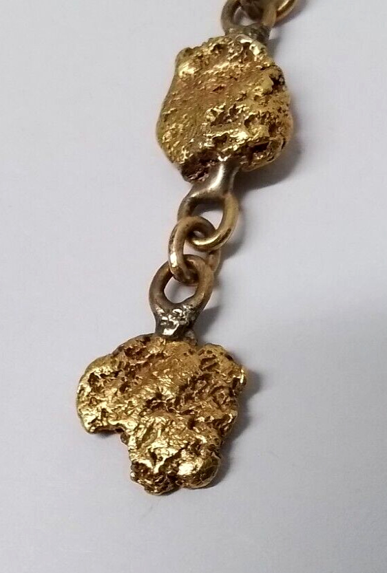 14K Yellow Gold Tested 20K-22K Gold Nugget Chain … - image 2