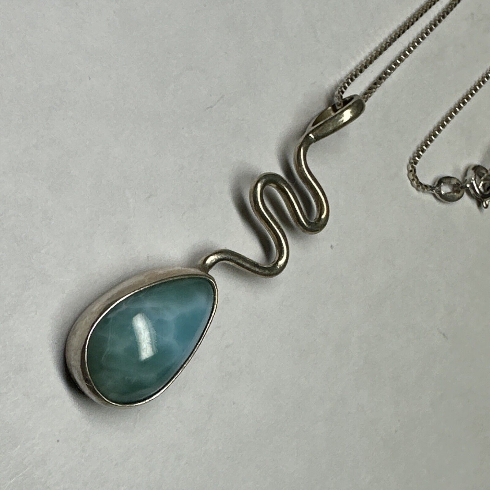 Vintage Sterling Silver 925 Larimar Pendant - image 3