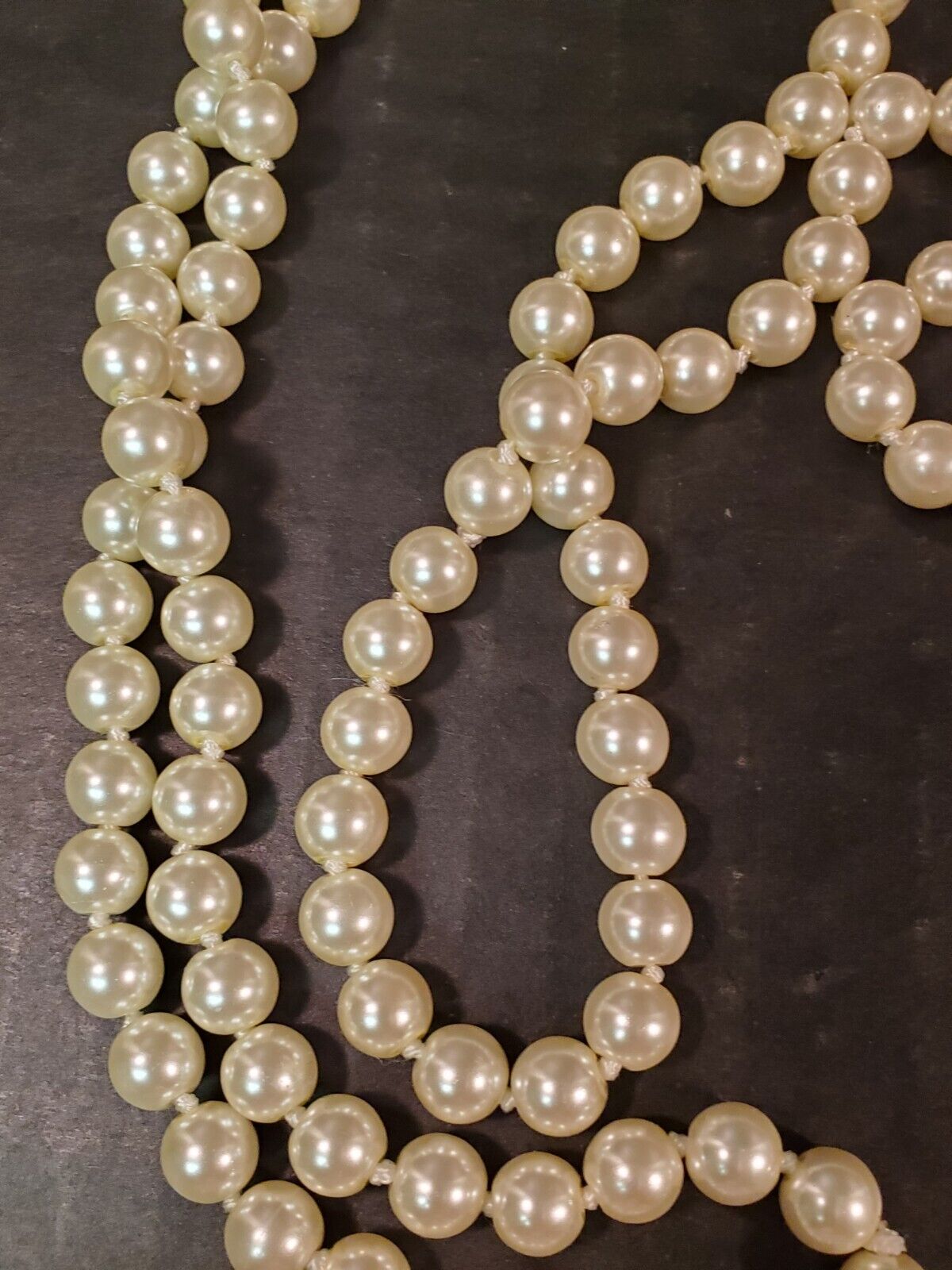 50 inch Faux Pearl Flapper Style Necklace VTG - image 6