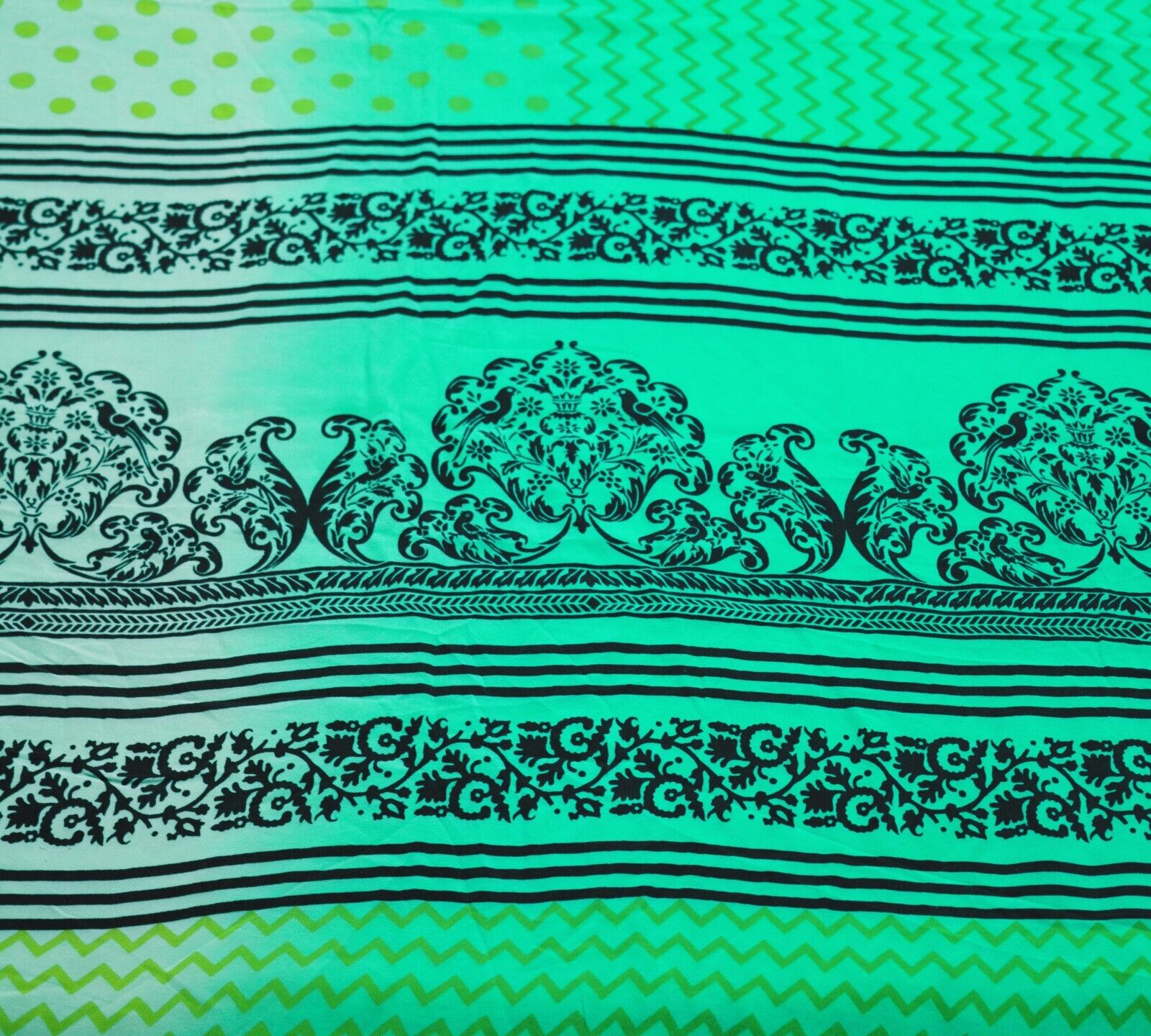 Vintage Green Saree Pure Crepe Silk Printed India… - image 12