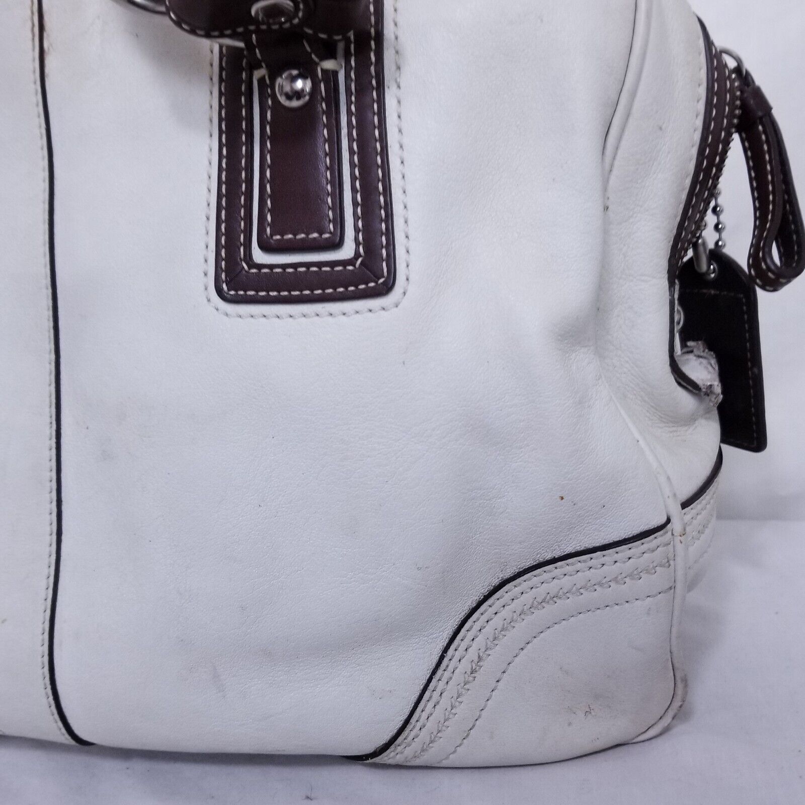 Coach White Leather Handbag K0693 Cowhide Tote So… - image 10