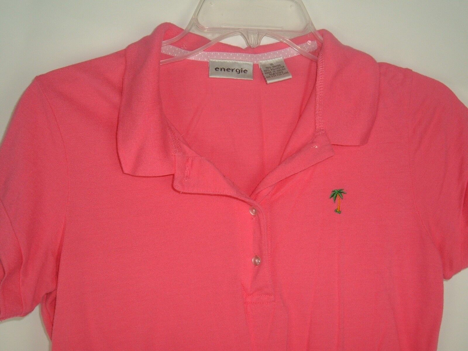 Vtg 90s top ENERGIE jrs pink coral stretch short … - image 3