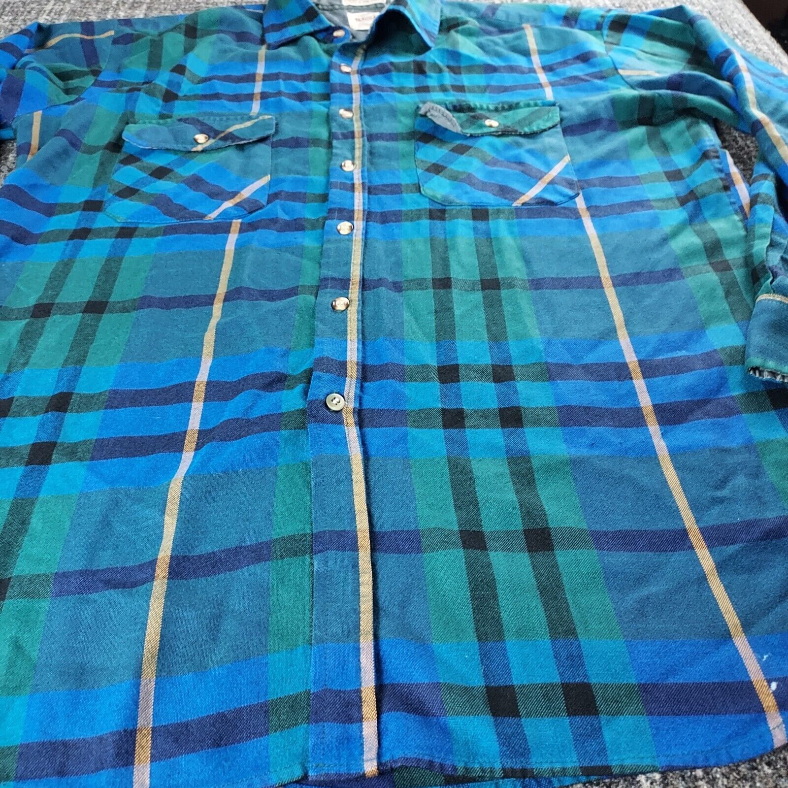 Vintage Saugatuck Dry Goods Mens Blue Green Plaid… - image 4