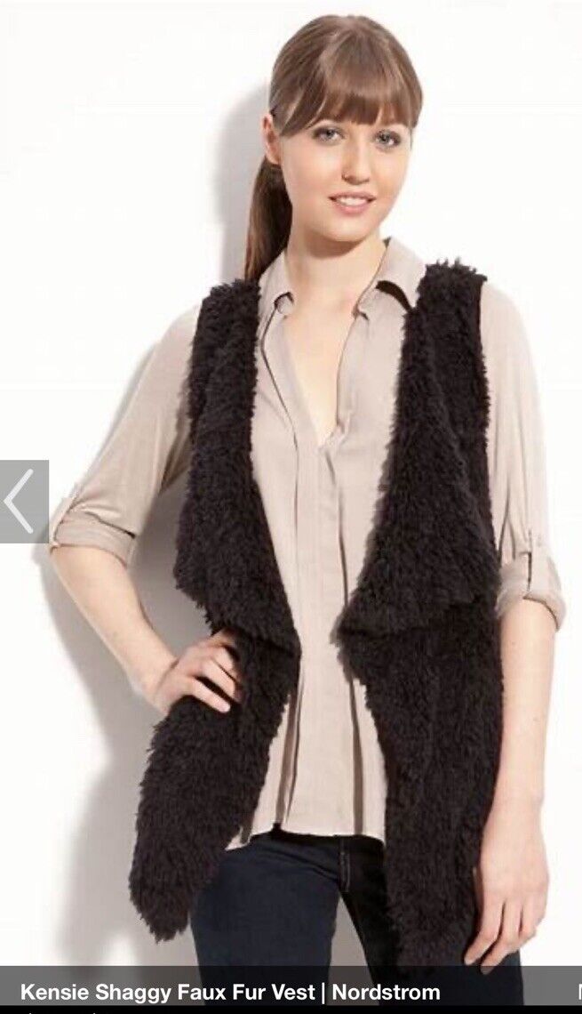 Kensie Shaggy Faux Fur Vest, Size Medium - image 9