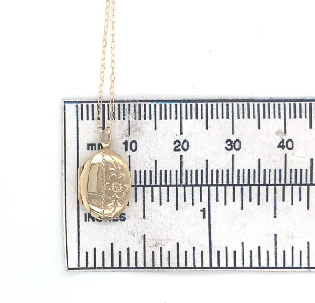 14k Yellow Gold Very Small Oval Locket Engraved F… - image 10