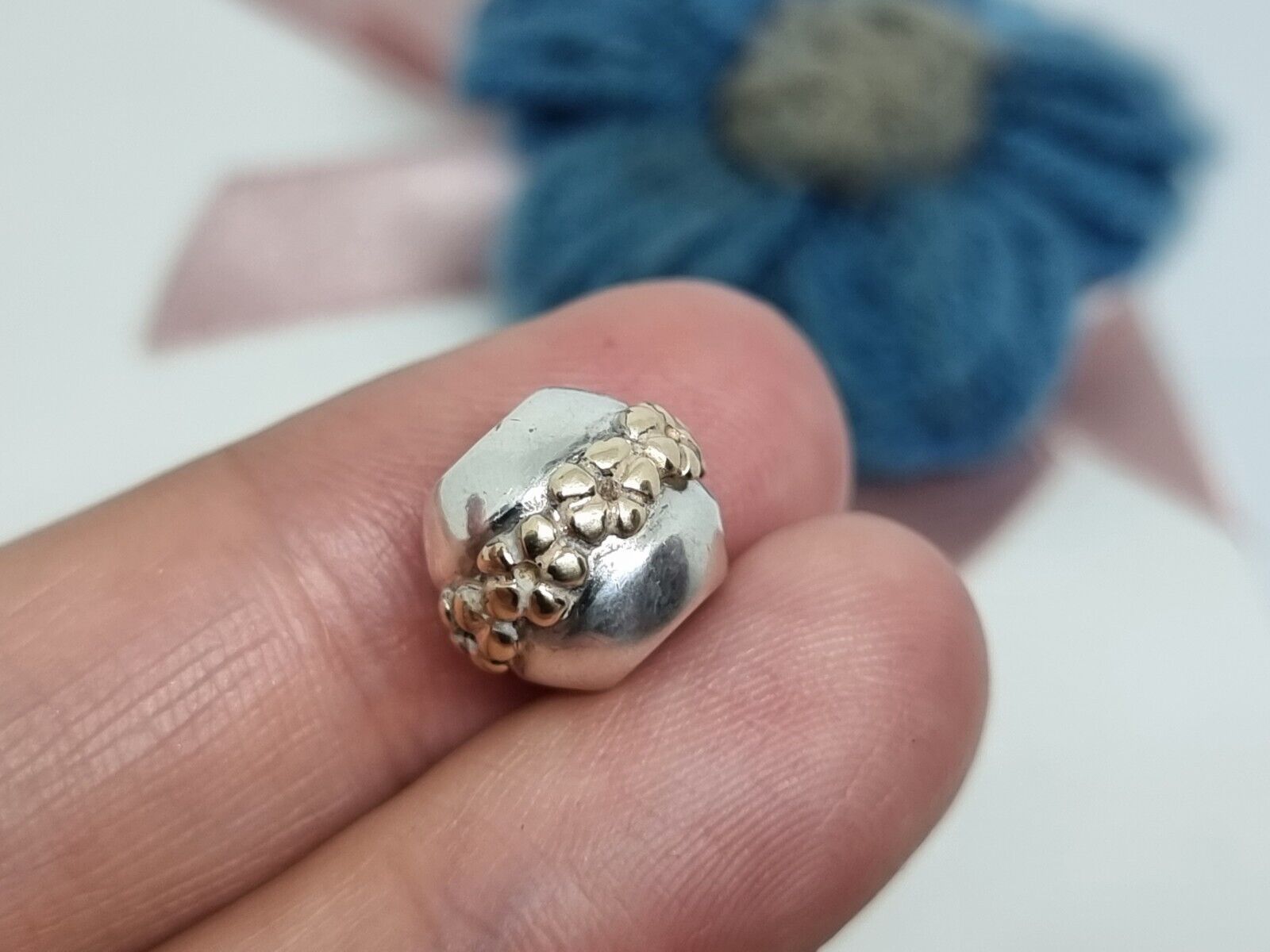 Genuine Pandora Silver & 14k Gold Saturn Flower C… - image 8