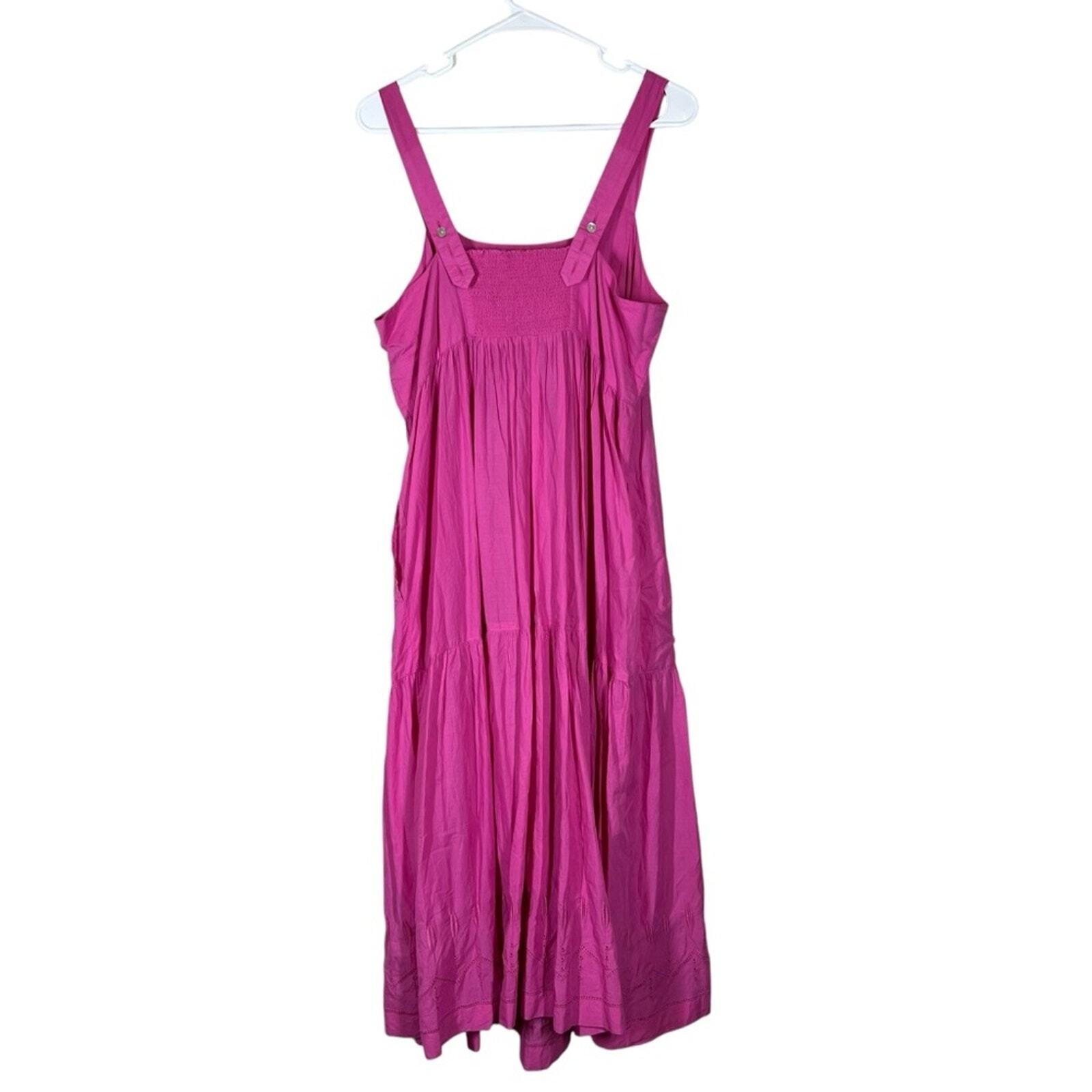 Gudrun Sjoden 100% Cotton Pink Midi Dress Size La… - image 2