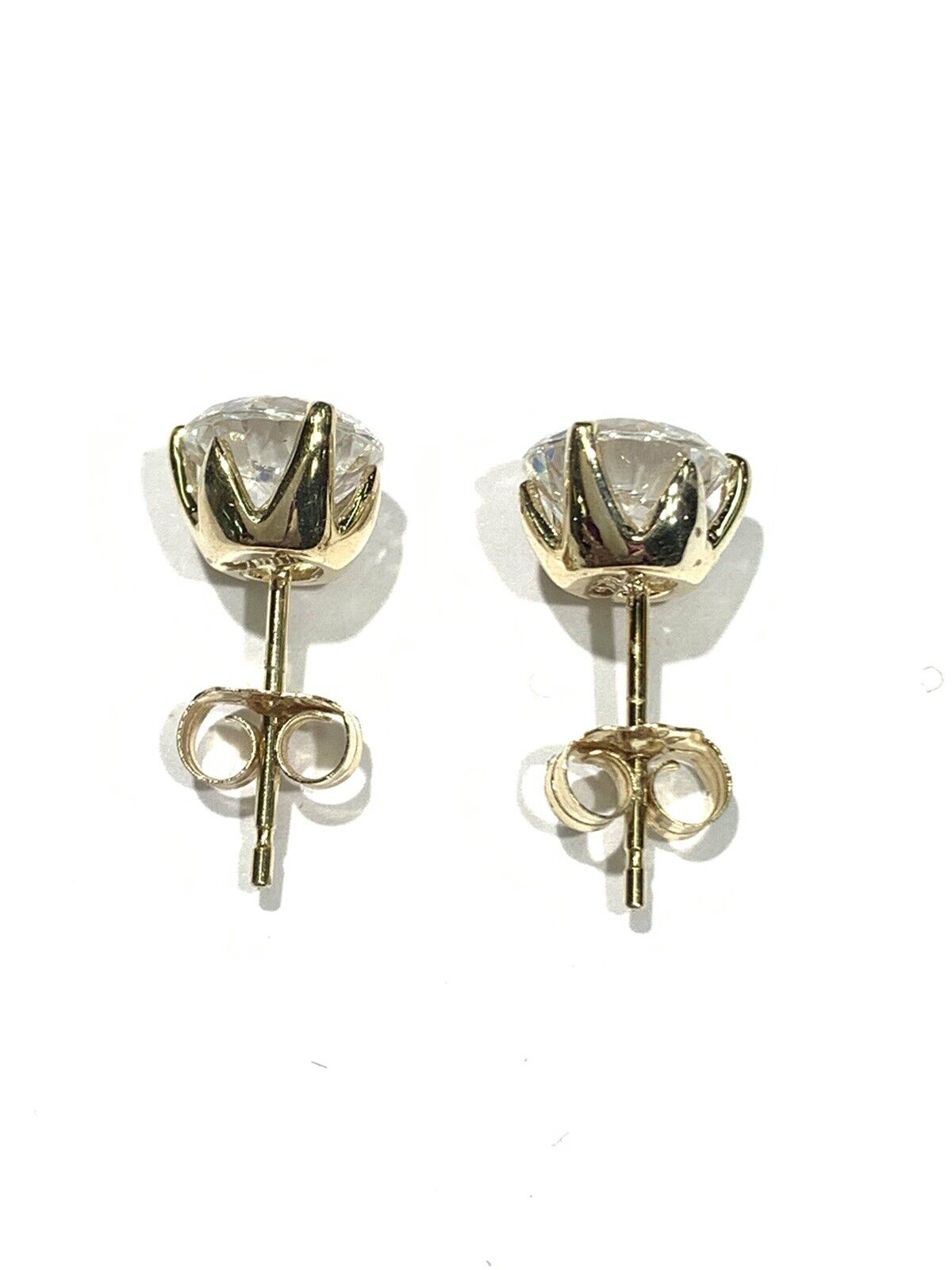 14k Yellow Gold Cubic Zirconia Post Earrings - image 4