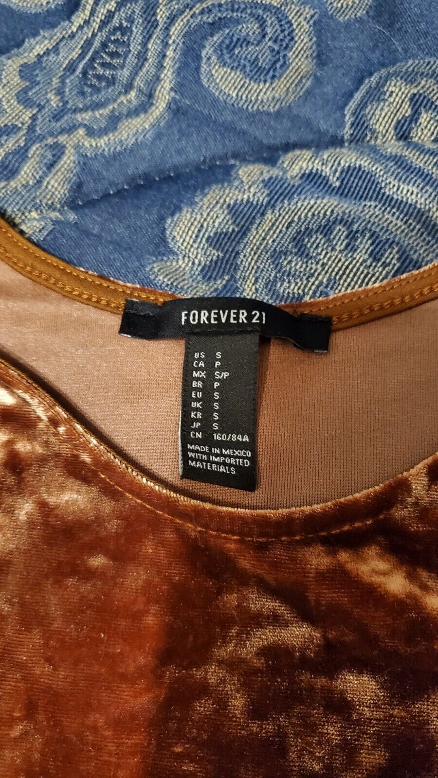 SMALL * Gold/Bronze * Forever 21 * VELVET Long Be… - image 3