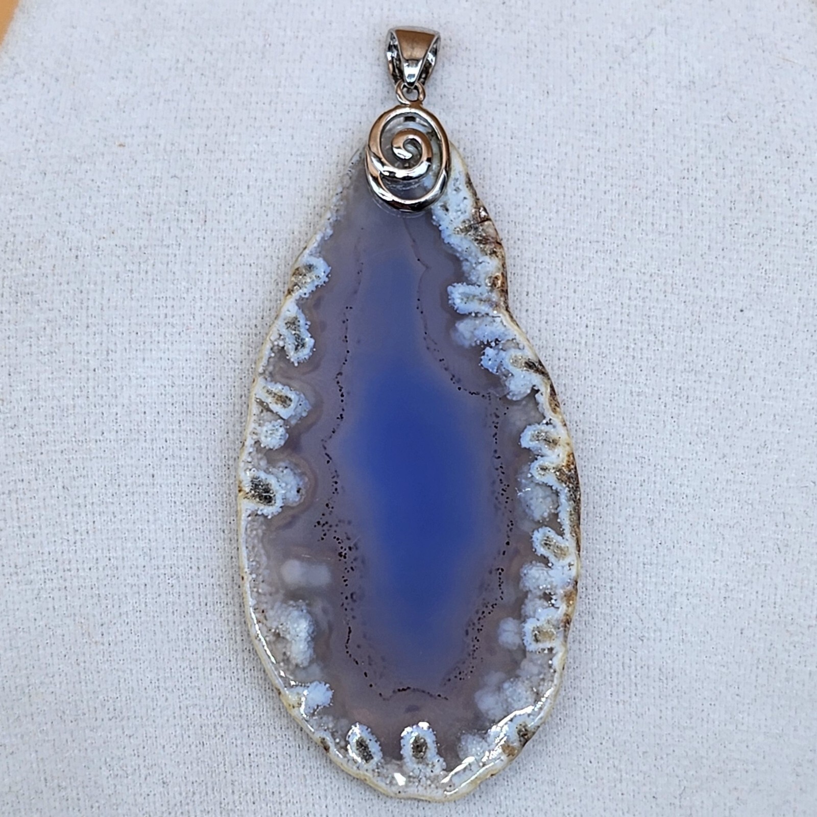 Sterling Silver 925 Ocean Blue/Lavender Agate Sli… - image 15