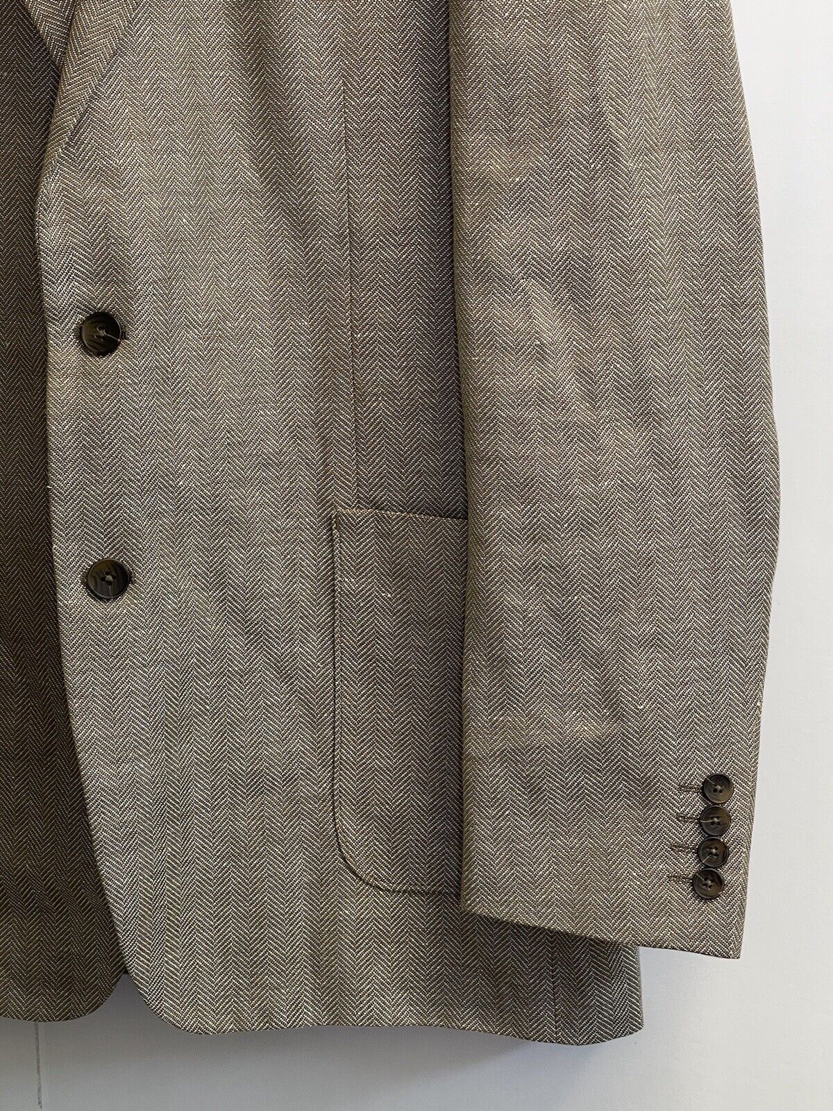 Stafford Sport Coat Mens 42L Linen & Wool Herring… - image 4