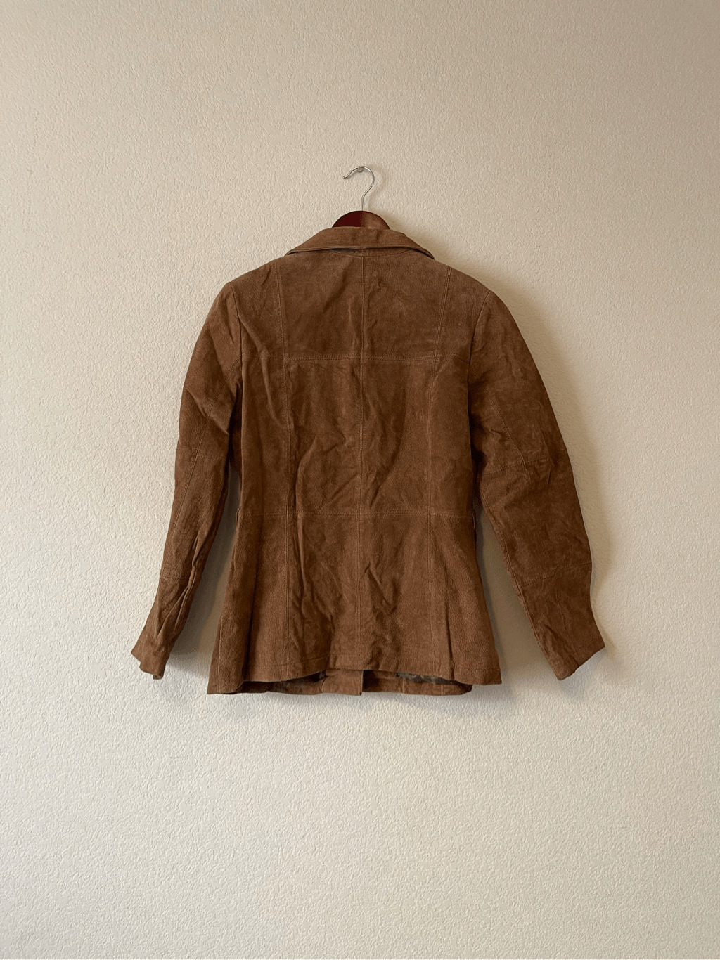 90s y2k brown real suede leather jacket size medi… - image 4