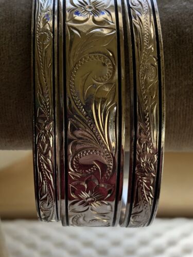 Lovely HAWAIIAN STERLING  FLOWER BANGLE BRACELETS… - image 1