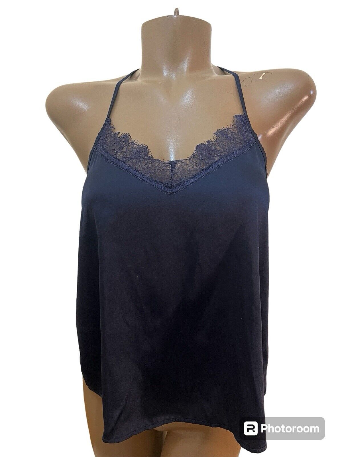 Tahari Sleepwear Navy Blue With Lace Satin Pajama… - image 2