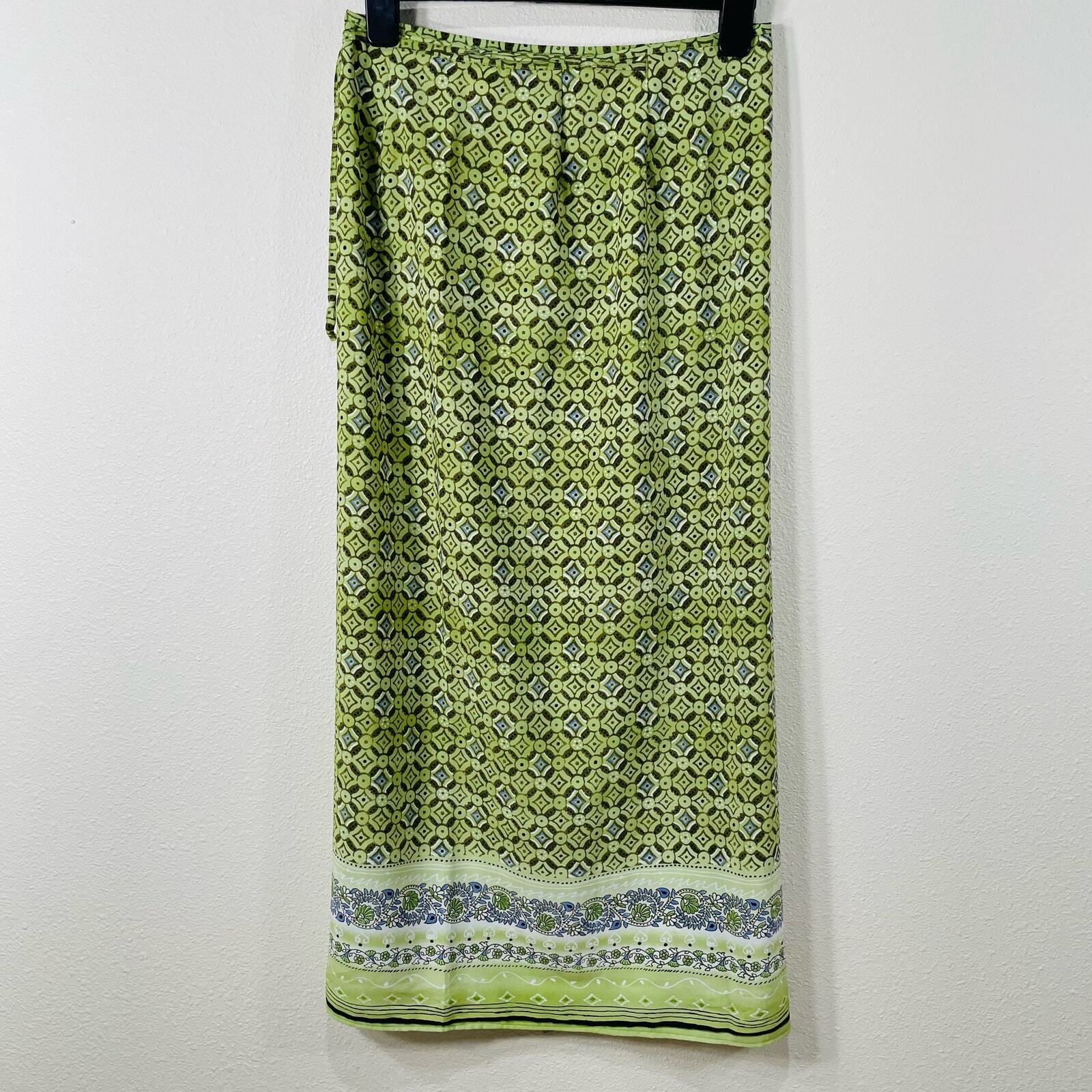 Vintage 90's Y2K Rue 21 Green Print Wrap Maxi Ski… - image 2