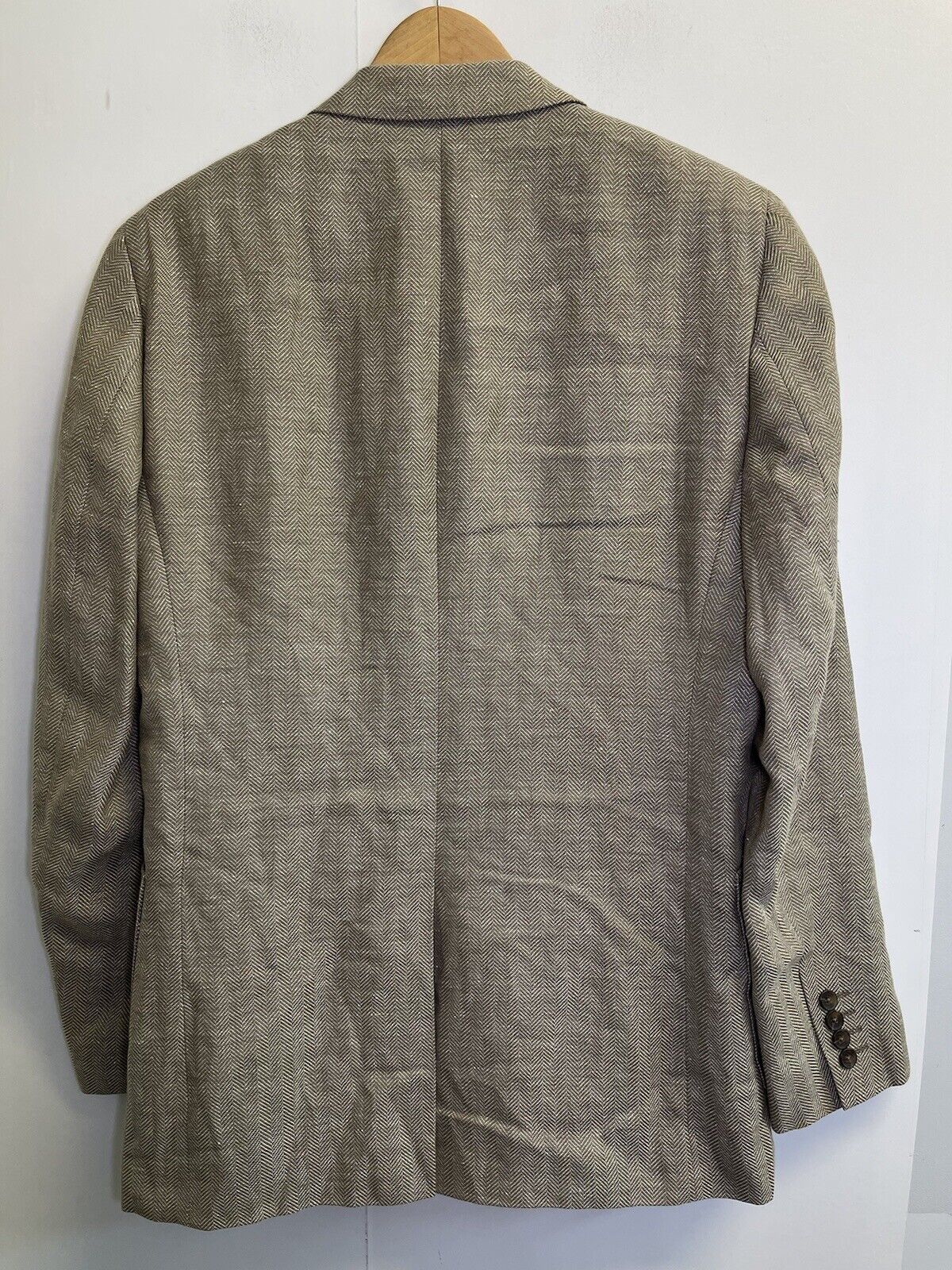 Stafford Sport Coat Mens 42L Linen & Wool Herring… - image 10